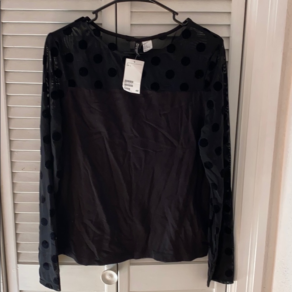 Black polka dot long sleeve -brand new